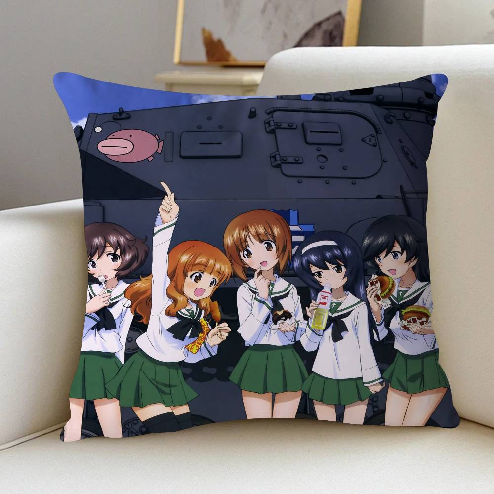Anime G-GIRLS Und PANZER Cushion Cover Car Throw Pillow Case For Sofa Car Christmas Gift 40x40cm 45x45cm