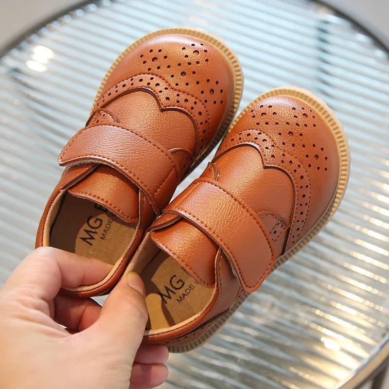 Flats Heels Baby Boy Shoes Soft Leather British Boys Formal Party Shoe Kids Dress Shoes Office Black Brown Children Shoes F12224