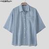 INCERUN Oversized Men Summer Lapel Neck Short Sleeve Buttons Print Casual Loose Shirts