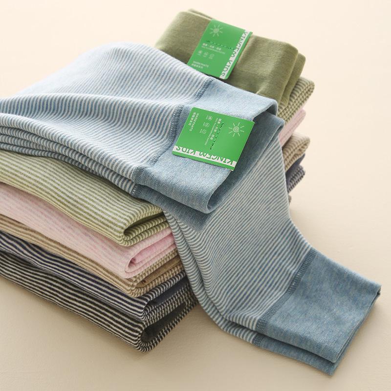 Class A Children's Striped Thermal Pants: Warm Fleece-Lined Cotton Leggings for Boys and Girls