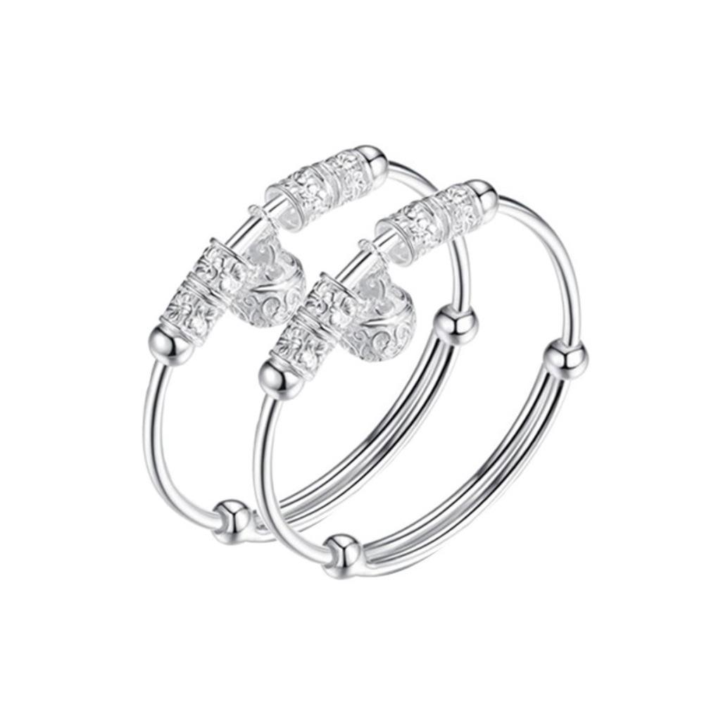 Braccialetto per Bambino Placcato Argento Campanellino Bracciale Regalo per Neonato Ragazzi Ragazze Battesimo Infantile Regalo di Compleanno