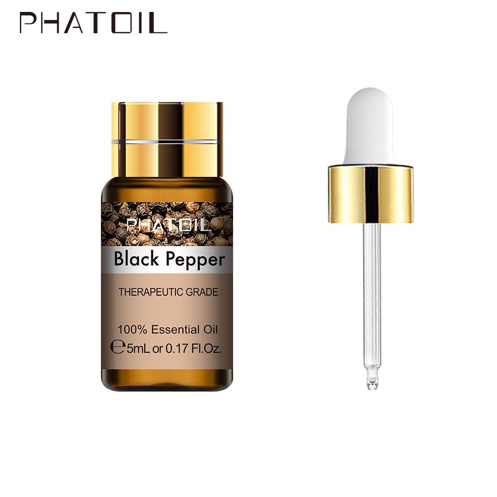 PHATOIL 5ml Black Pepper Essential Oil Diffuser with Dropper Healthy Care Relieve Muscle Aches Promote Digestion Sterilization Water Soluble Oil