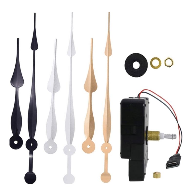 Clock Component Set with Extended Power Cable USB Plug Clock Movement Mechanism Kits Clock Hands Clocks Repair Tool