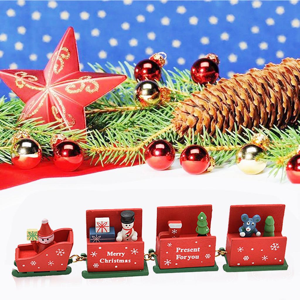 Christmas Decorations Christmas Wood Small Train Children Kindergarten Festive