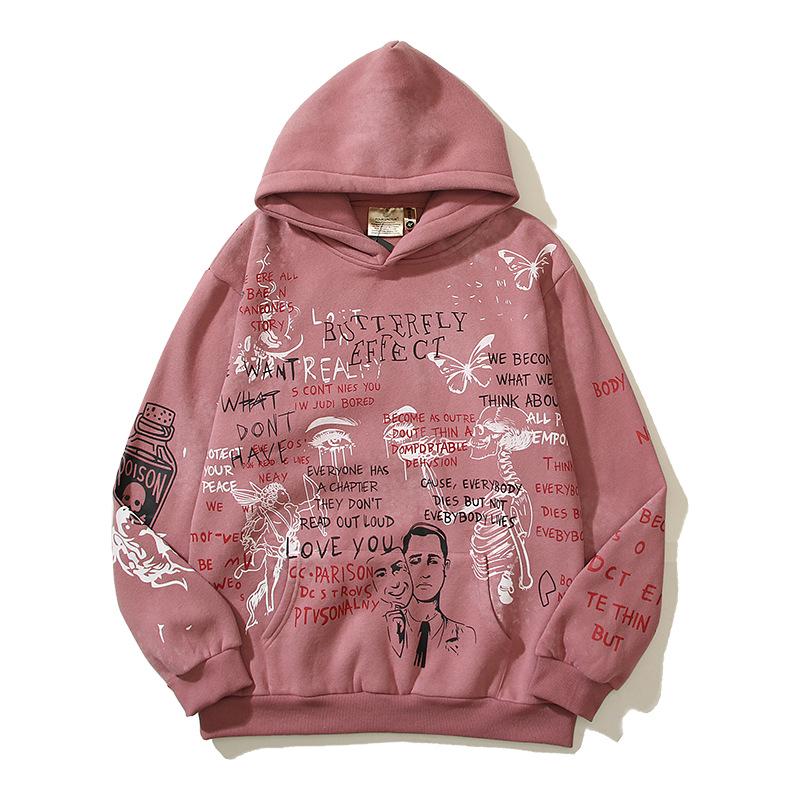 

Толстовка с капюшоном из бархата с рисунком ржавчины и граффити от Ouyang Nana (унисекс) XL ржавый/красный