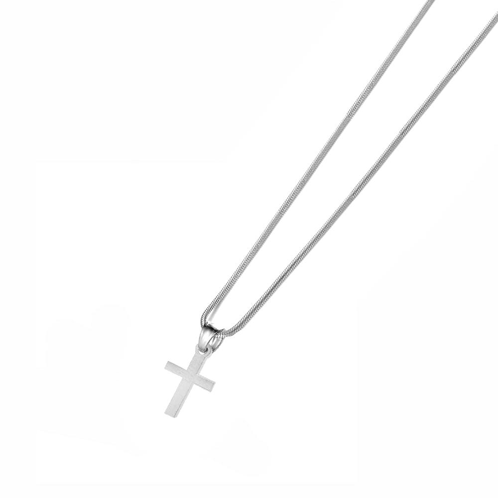 Fashion Tiny Cross Necklace For Women Female Silver Color Stainless Steel Snake Chain Small Cross Pendant Religious Jewelry Gift