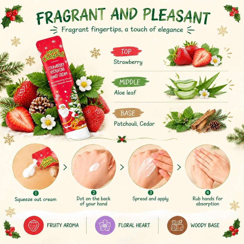 20 PCS Christmas Stocking Stuffer,Strawberry Hand Cream Gift Set for Women