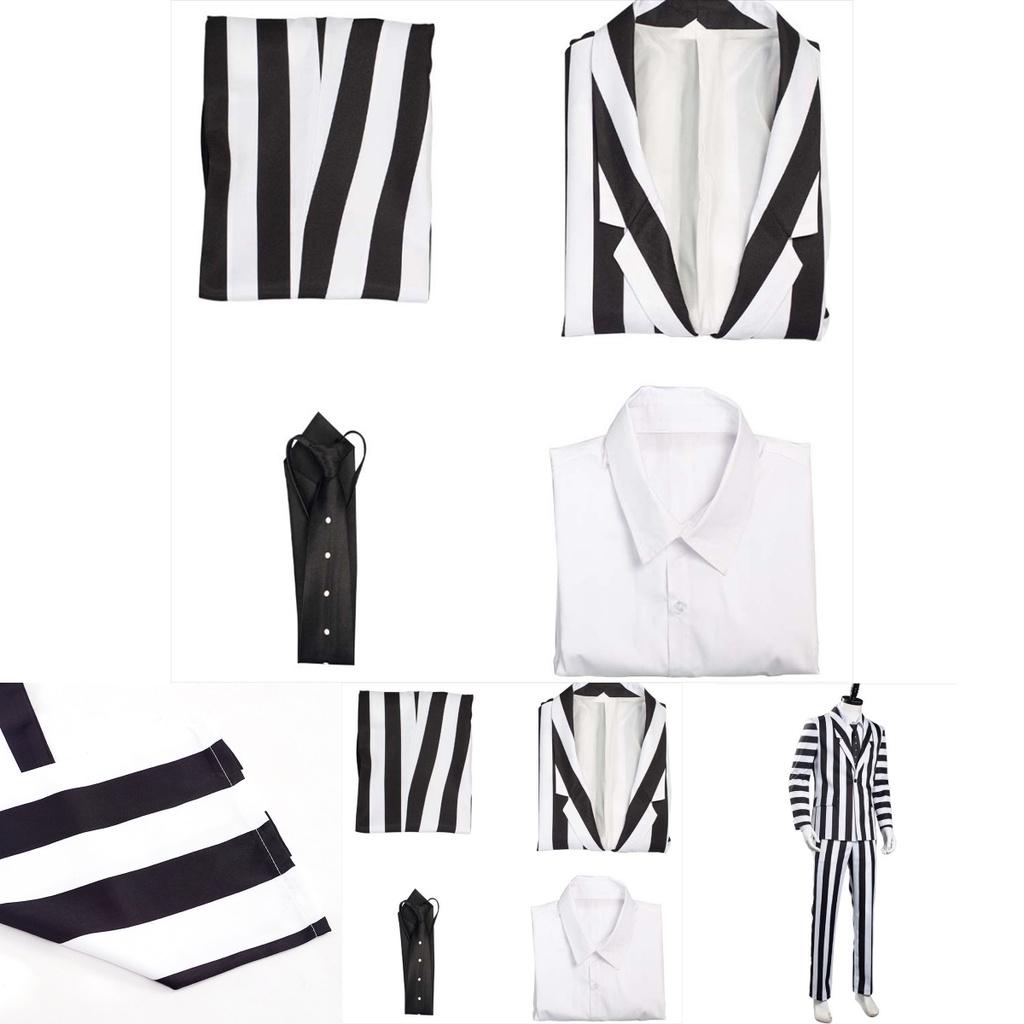 Michael Keaton Striped Suit For Halloween Wizard Cosplay Perfect For Stage Play