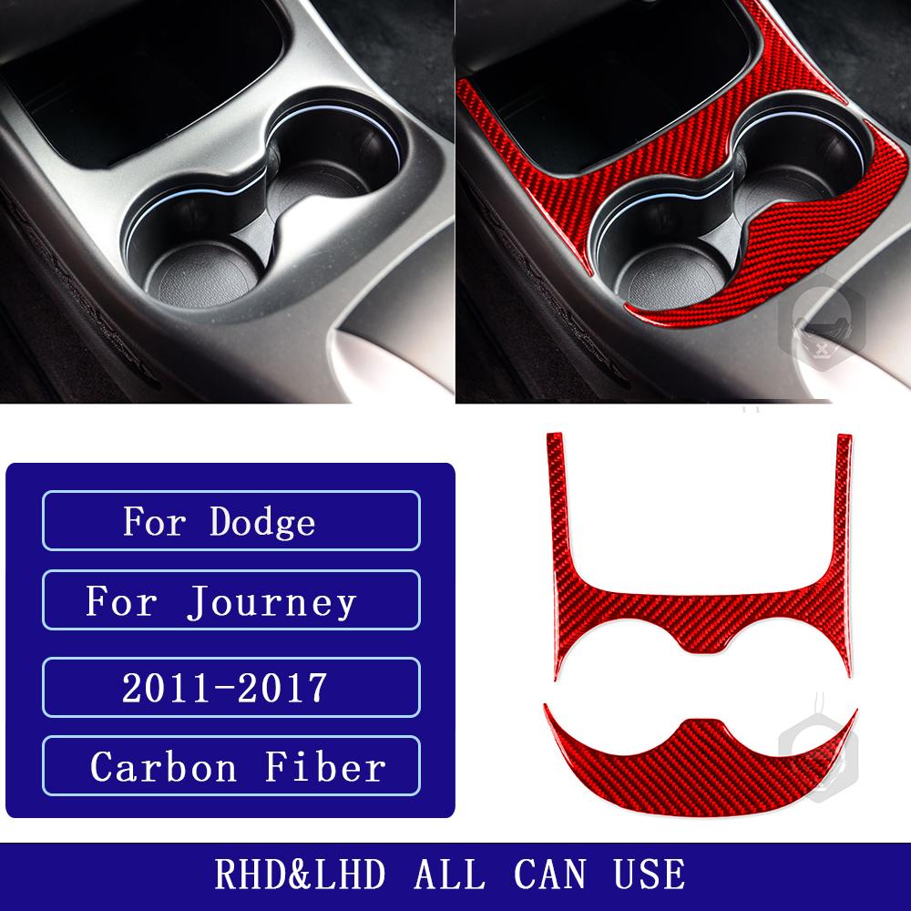 

For Dodge Journey 2011-2017 Carbon Fiber Central control cup holder Panel Trim Cover Car Interior Accessories Decorative Sticker красный