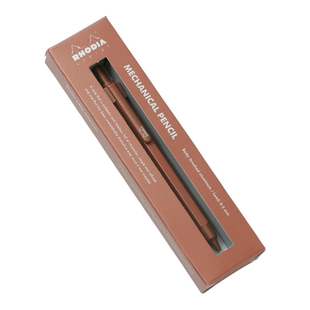 Rhodia Druckbleistift, 0,5 mm, Sechskantschaft, Aluminiumgehäuse/Alumite-Verarbeitung, Haarlinien-Verarbeitung, Finish: Kastanienbraun, RHODIA cf9347