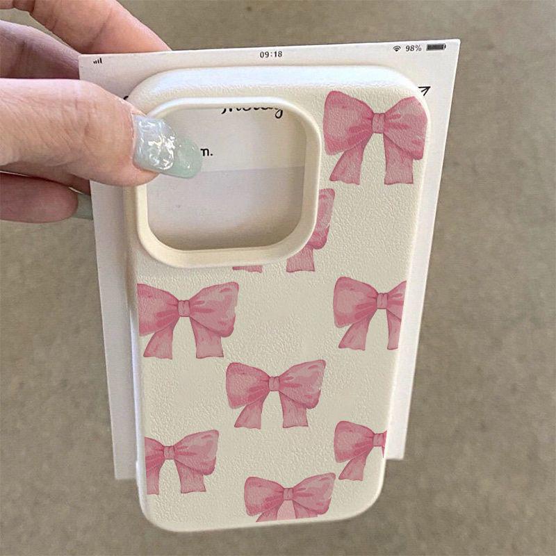 Pink bow cute TPU anti-drop protective case 11 for Apple 14 15 16 soft case 16promax