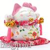 EnergyPower Lucky Cat Premium Porcelain Matsutake Bamboo Plum Large Cushion Piggy Bank Ceramic Wealth Attracting Hand-painted Handmade Opening Item