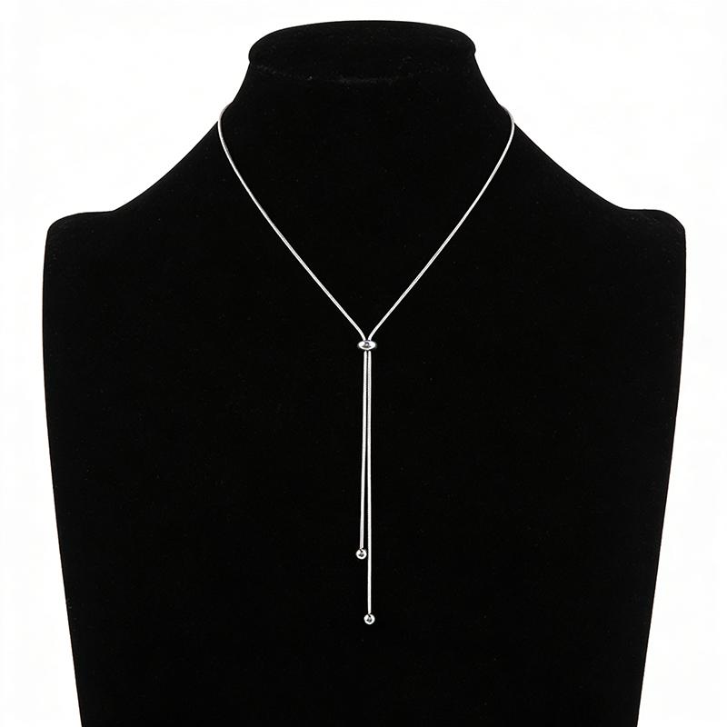 New Stainless Steel Long Snake Chain Necklace for Women Men Minimalist Silver Color Geometric Adjustable Choker Simple Jewelry