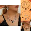 Halloween Skull Jewelry Set With Vampire Rose Pendant And Earrings For Men And Women
