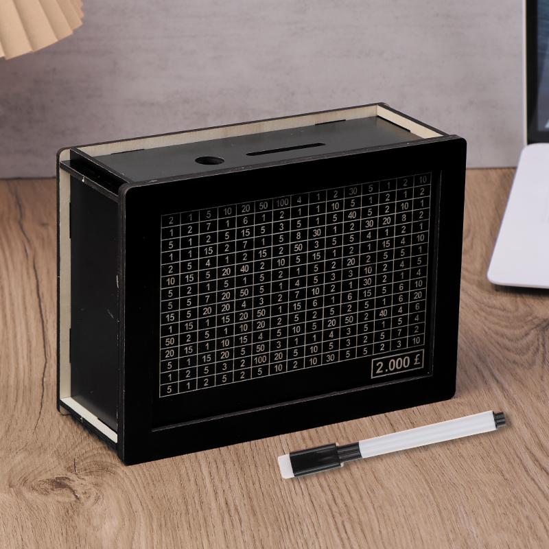 Svart gjenbrukbar sparegris med penger Målteller sparegris Gjør-det-selv-sparekassehåndverk Hjem for hjelper vanen med å spare