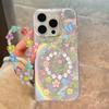 Cute Girly Rainbow Flower Phone Case With Bracelet For Apple Iphone