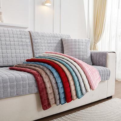 Solid Color Non-slip Sofa Cover Thicken Soft Plush Sofa Cushion Towel for Living Room Furniture Decor Slipcovers Couch Covers