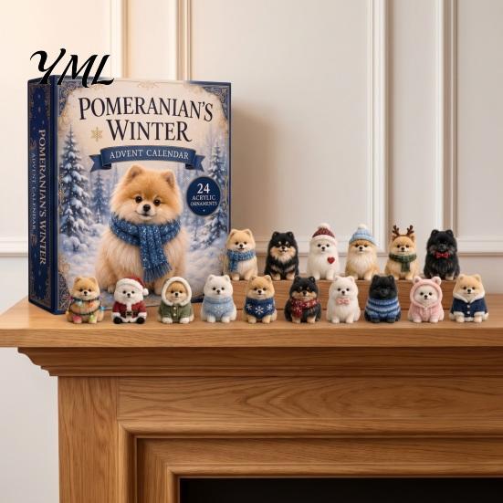 Conto alla Rovescia di Natale Divertente 2026 Calendario dell'Avvento per Cani, Set di Ornamenti Acrilici da 24 Giorni con Mini Regali di Compleanno per Cuccioli per Bambini Figure, Albero Piatto 2D