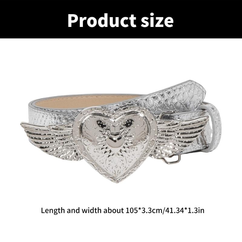Elegant Heart Wing Buckle Belt for Lady Casual Wear Belt for Jeans Pants Eye Catching Waistband Fashion Accessories
