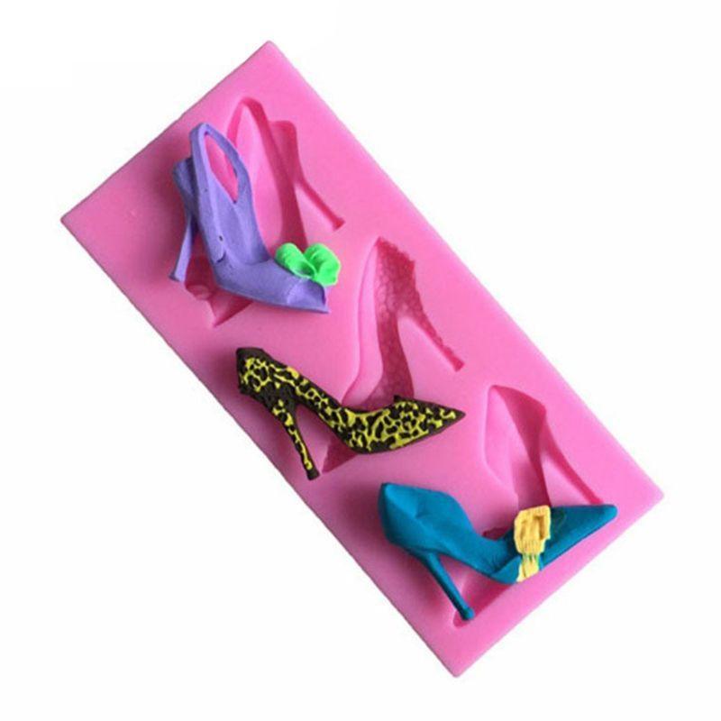 

24TE Highheel Shoe Bag Fondant Molds Soft Mould for Candy Sugar Cake Cupcake Reusable CN