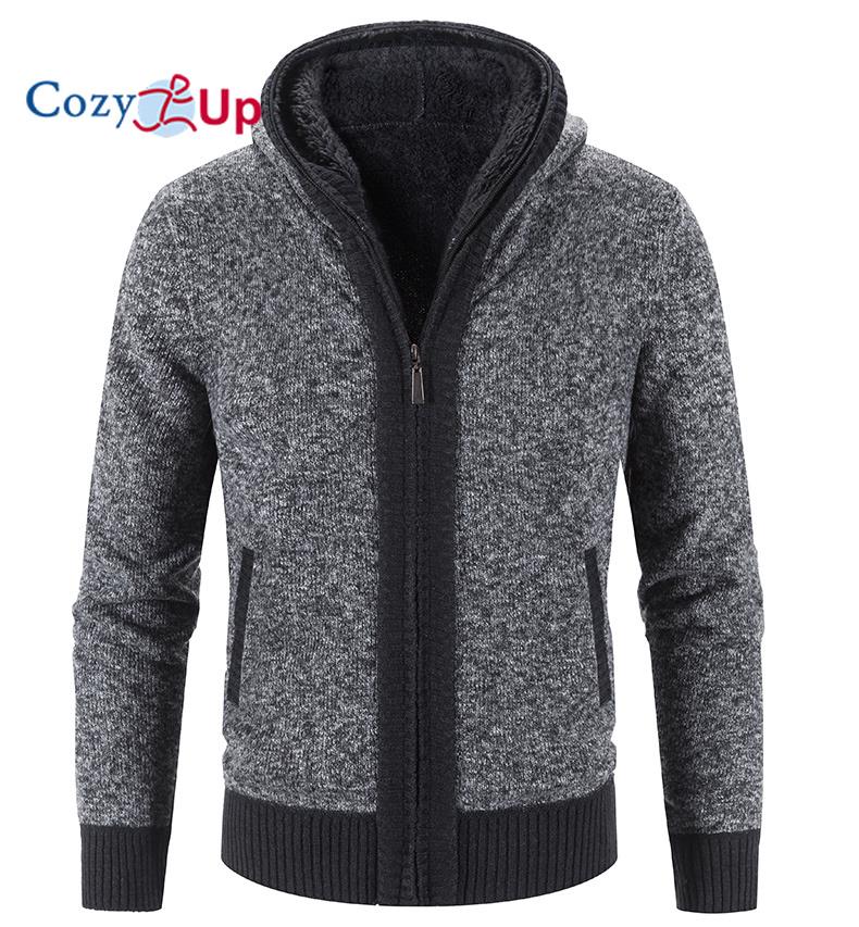 Cozy Up Męski sweter z kapturem i polarem w jednolitym kolorze