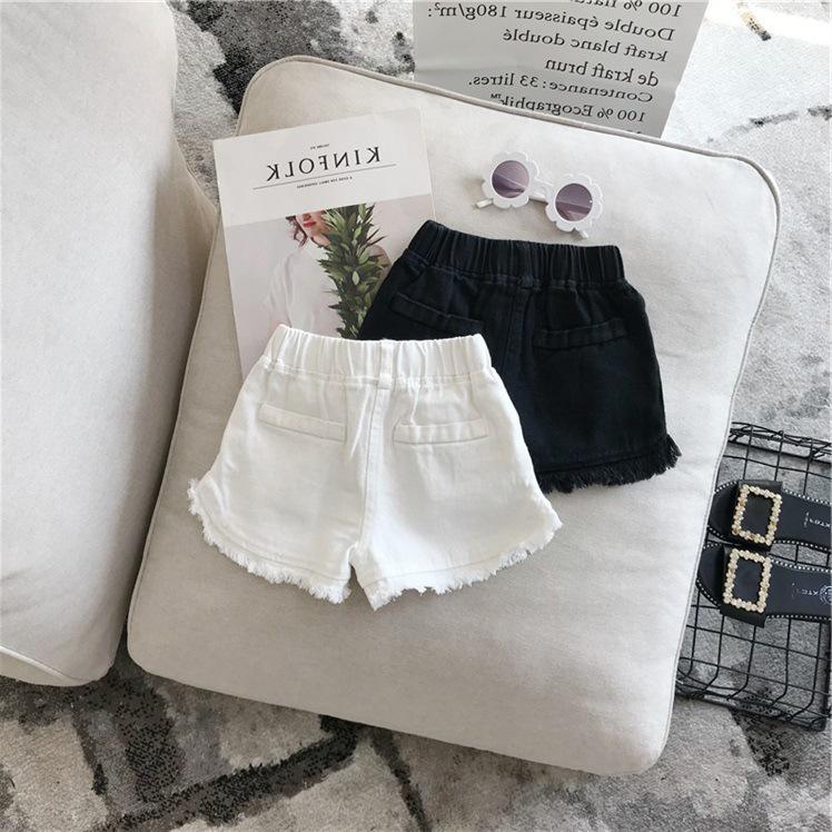 Sommerhose für Kinder, einfarbig, koreanischer Stil: Mädchen lässige weiße Jeans & schwarze Shorts, Baby Hotpants