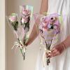 30PCS Love Heart Iridescent Single Rose Sleeves DIY Transparent Flower Wrapping Bag Floral Material Packaging Waterproof