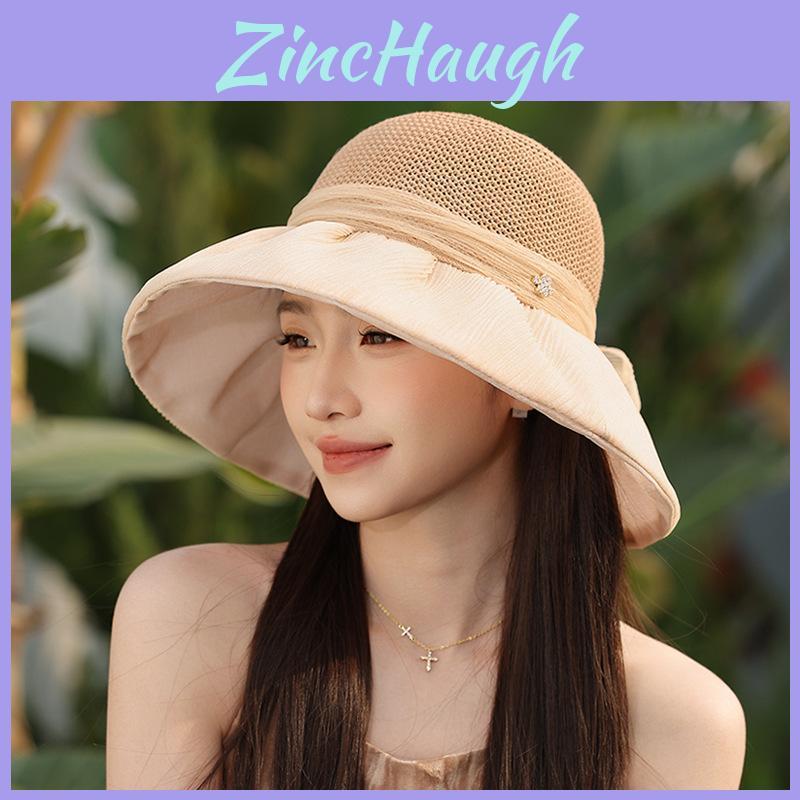 Summer Wide Brim Sun Hat For Women With Breathable Polyester Material And Adjustable Fit