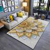 Area Rug, 3D Mandala Flower Gold White Paper Cut Art Print, Living Room Decor, Non-Slip Mat