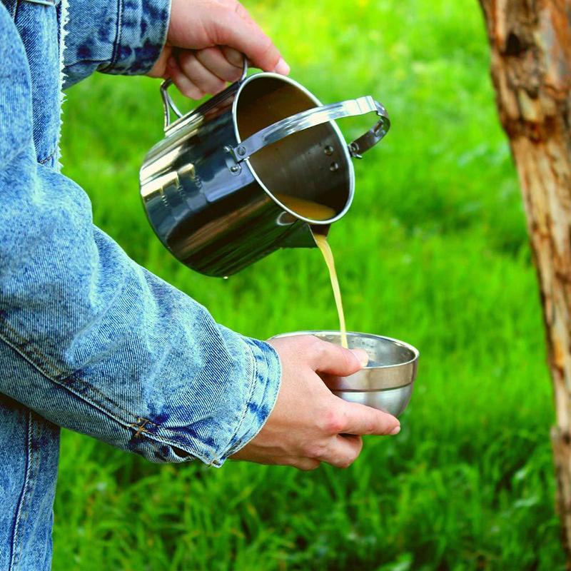Outdoor Pot Coffee Maker Kettle Portable Lightweight Camping Cooking Pot 1.2L Cup For Camping Hiking Backpacking Boiling Water
