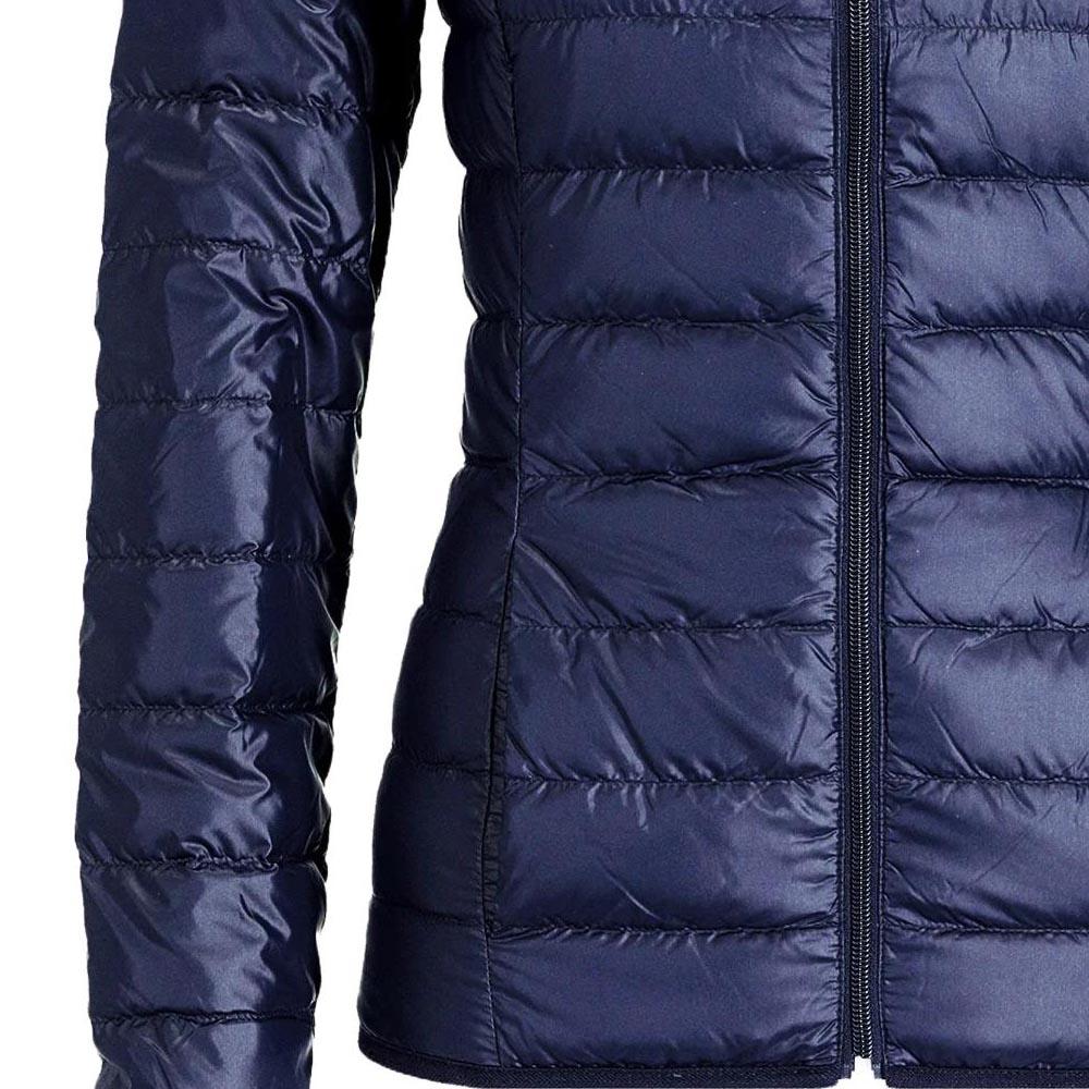 Emporio Armani SS23 Fitted Solid Color Printed Hooded Down Jacket Women Jackets Blue 8NTB14-TN12Z-1554