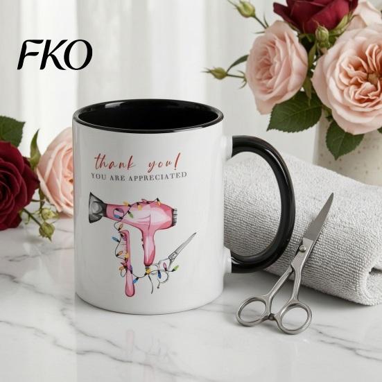 Smooth Surface Ceramic Mug Hairdresser Coffee Cup, Large Capacity Mug, Oversized Tea with Comfortable Handle Microwave Safe Cup Office Size