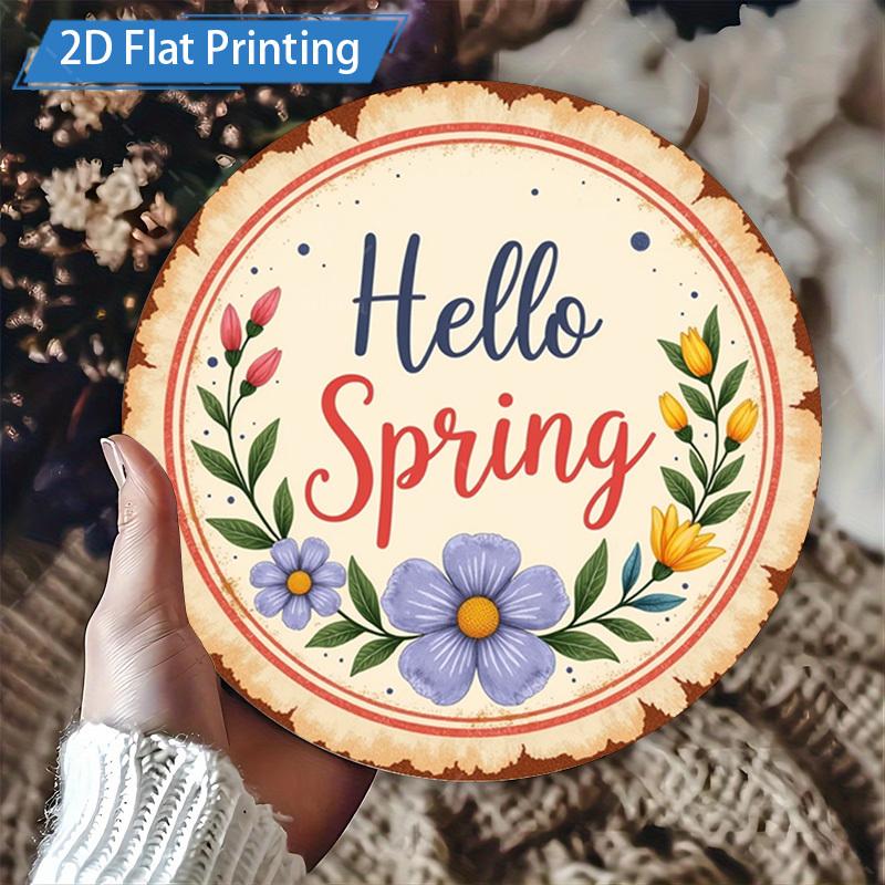 

2D Flat 1pc 8X8 Inch Retro Spring Flower Round Metal Wall Decoration-aluminum Retro Pendant, Suitable for Indoor and Outdoor Decoration, Such As 1pc