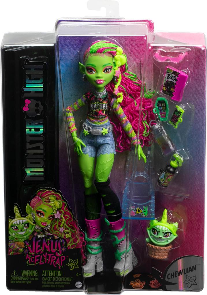 Monster high Venus McFlytrap Monster Turian Snacks und anderes Zubehör Puppe, Pflanzen, Haustiere, Katzen, Rucksack, Notizbuch,