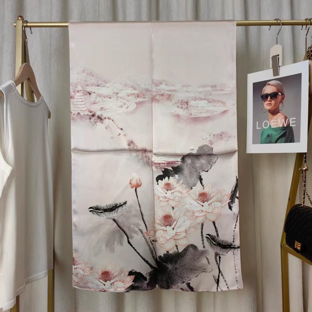 New Women Silk Scarf Long Pashmina Traditional Chinese Style 100% Mulberry Silk Scarf Business Gift Silk Scarves Gift for Mom