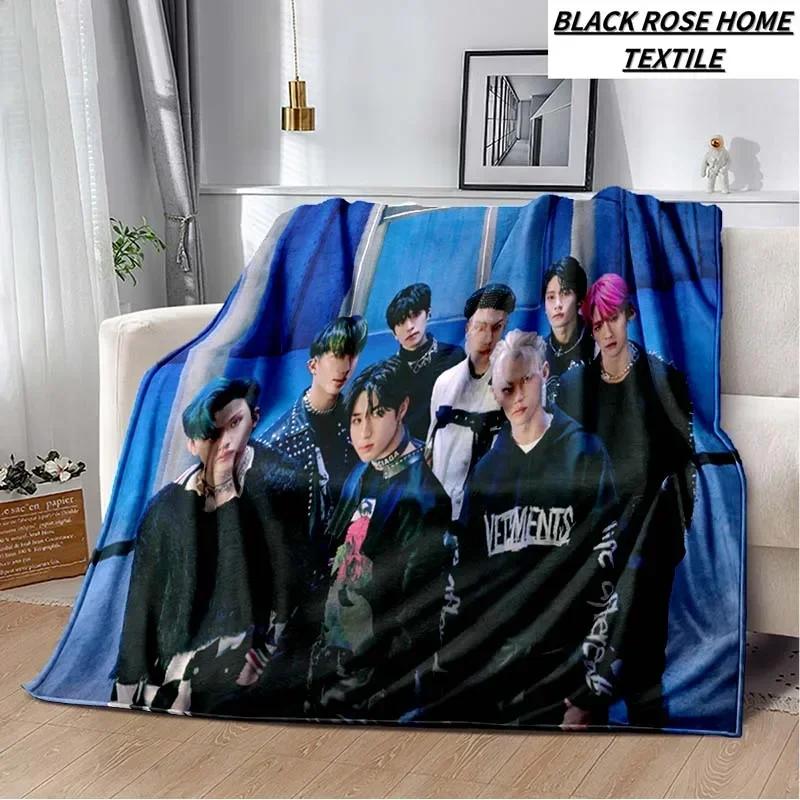 Manta con estampado de Arte de moda KPOP stray-kids Idol, sof de sala de estar, manta de felpa suave para dormir, Sbana de