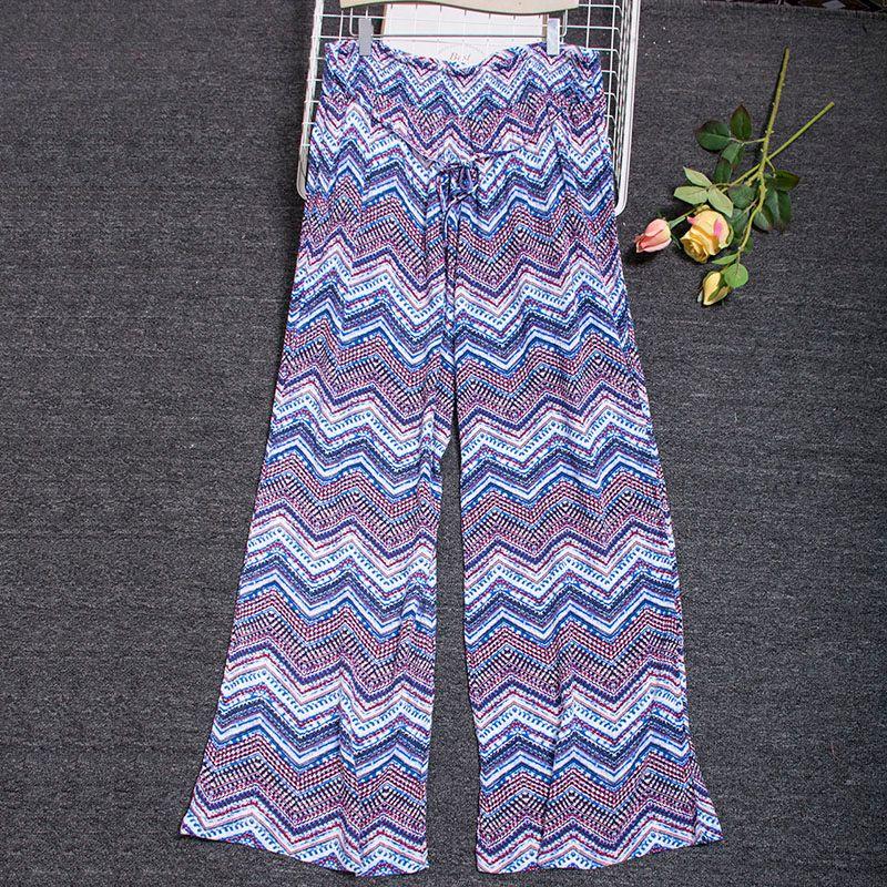 

Women s Summer Dyed Cotton Plaid Breathable High Waist Loose Thin Straight Pants Casual Pants Blue XL