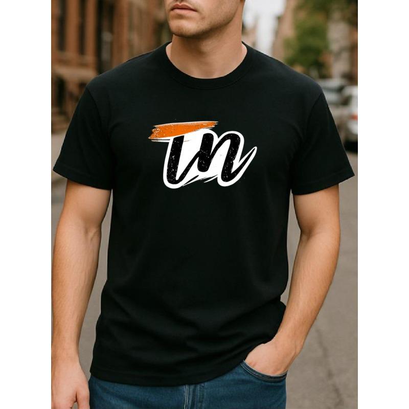 Europäische Größe Modisches T-Shirt für Herren mit Buchstaben-Prints | Geeignet für Outdoor-Sportarten und Freizeit am Wochenende, Rundhalsausschnitt, Normale Passform, Ganzjahresartikel