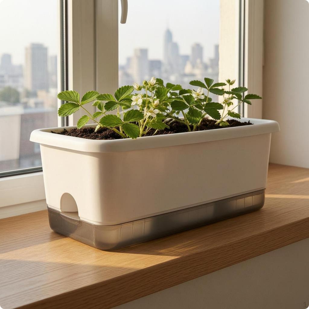 Rectangle Self Watering Planter Long and Narrow SelfWatering Wide Rim Flower Pot