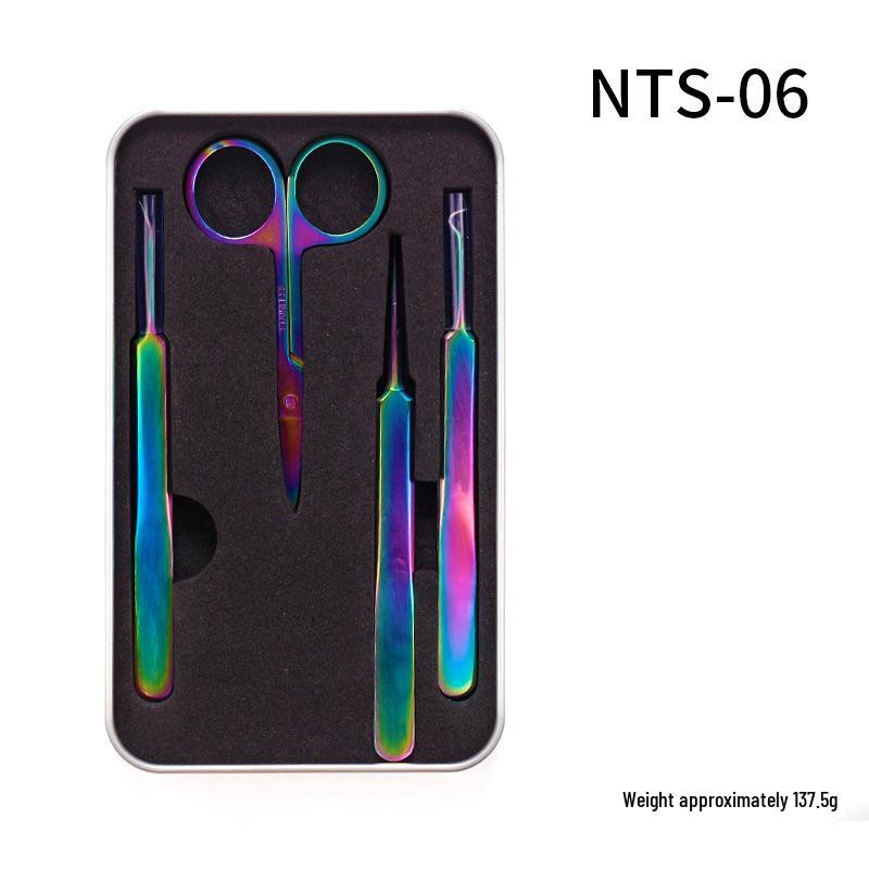 Manicure Tool Set: Precision Tweezers, Small Scissors, Clippers, Pusher, High-End Leather Case