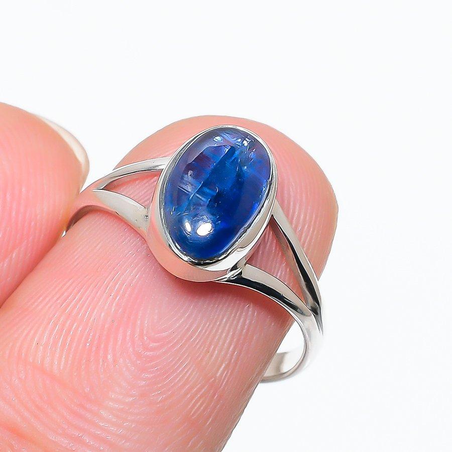 Natural Kyanite Gemstone Handmade 925 Solid Sterling Silver Gift Ring S.7 B6g67