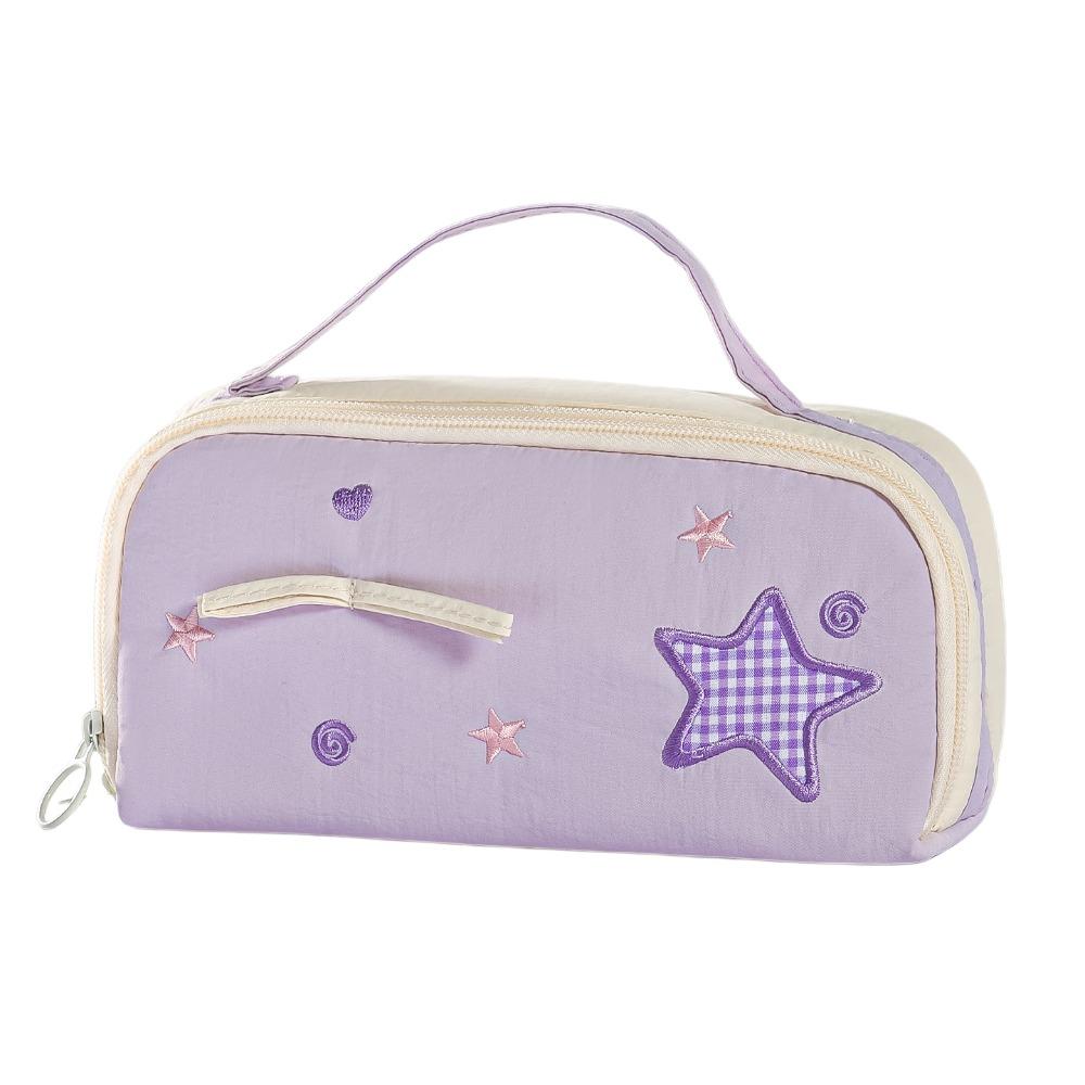 

Bow Starfish Love Heart Korean Style Pen Bag Pencil Pouch Cloth Stationery Bag Student Purple 20cm