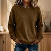Women's Long Sleeve Neck Loose Fit Pullover Sweatshirt Color Casual Fall Winter Top