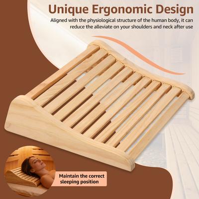 2Pcs Sauna Headrest Wood Neck Pillow Ergonomic Design Infrared Sauna Headrest Comfortable Headrest Support Sauna Accessories