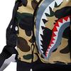 A Bathing Ape Bape Camouflage Shark Print Zipper Color Block Multi-Pocket Nylon Backpack Unisex Backpack Camouflage-Yellow 182038D