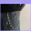 Pearl Cross Mens Hip Hop Metal Waist Chain With Lobster Clasp For Men Women