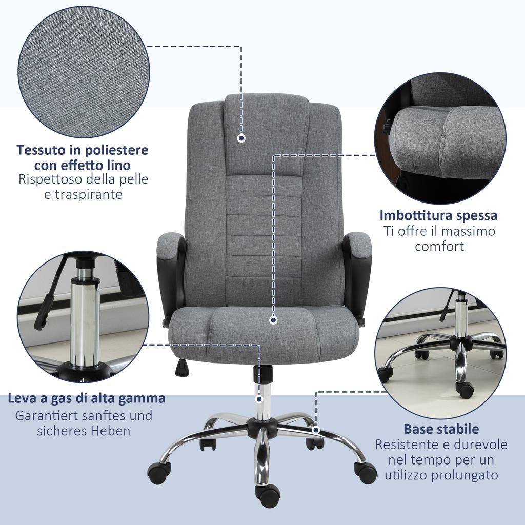 Ergonomic Presidential Office Chair Reclining and Padded with Adjustable Height and Tilt, 62 x 76 x 110-119cm