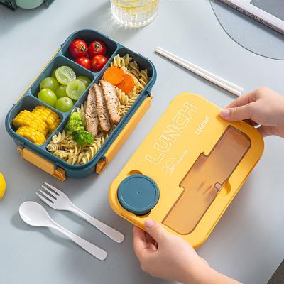 Compartment 1300ML Portable Lunch Box Kids Students Office Bento Box With Fork and Spoon Microwave Food Storage Container