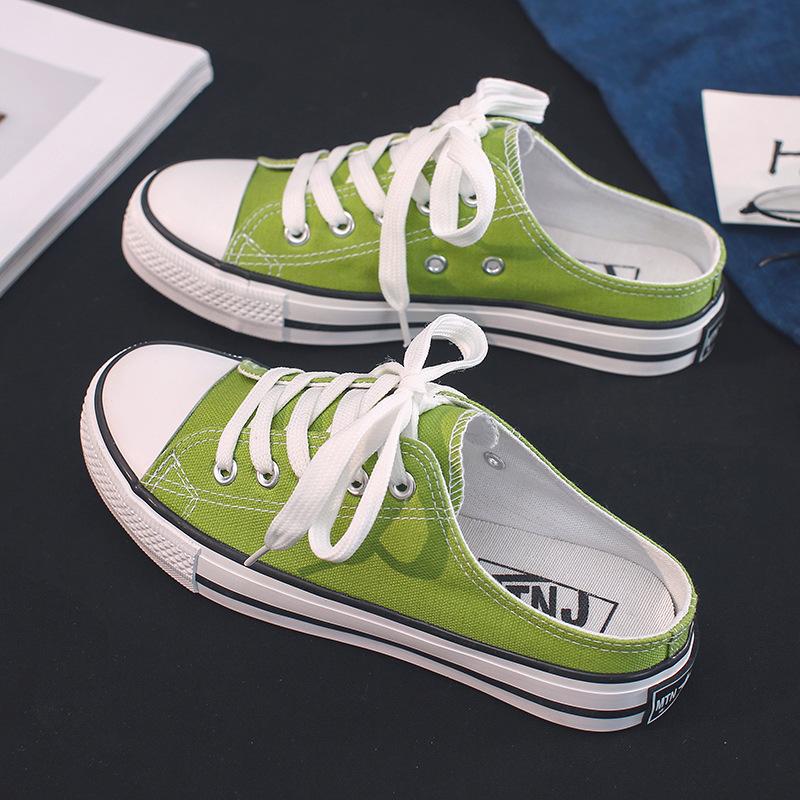 Summer casual low-top shallow-mouth canvas shoes half-tray women's cloth shoes lazy shoes student cloth shoes