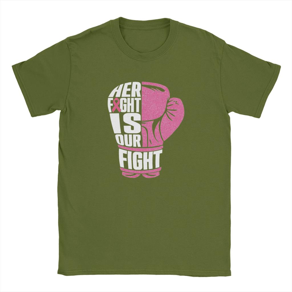 Fight Is Our Fight Breast Cancers T-Shirt Summer Fashion T Shirts Men's Pure Cotton Breathable Clothes Short Sleeves Vintage Top